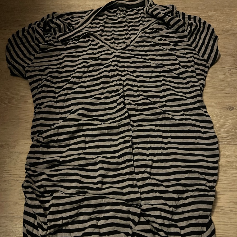 Grey and black stripped t shirt large